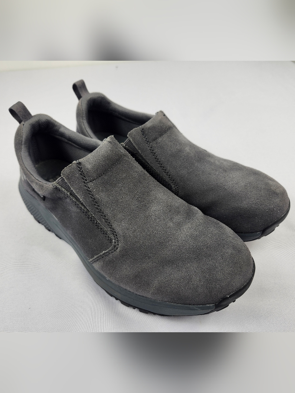 Skechers Goga Mat Womens 9 M Gray Leather Loafers Slip On Shoes